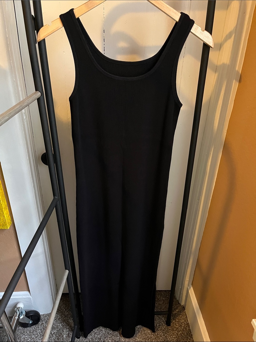 Black Ribbed Tank Maxi Dress